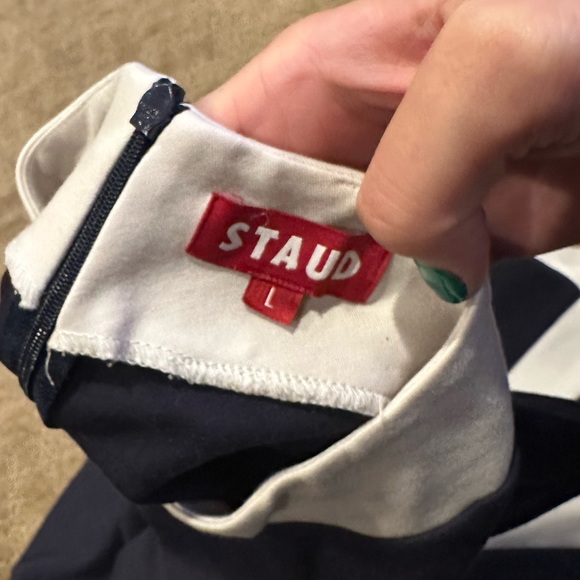 Staud Cruise Biker Short Tank Set Navy White Trim - Picture 5 of 10